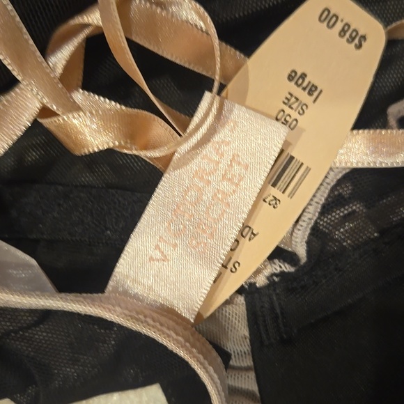 New Victoria's Secret Sheer Black/Pale Pink Frill Accent Open-Front/Tie Nightie - Picture 10 of 12